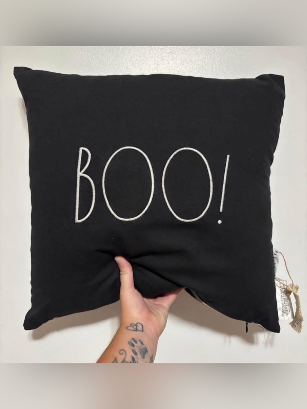 Rae Dunn Black "BOO!" Halloween Decorative Pillow